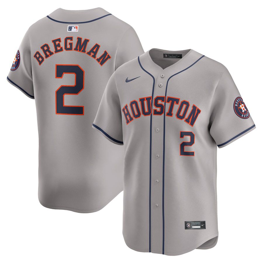 Men Houston Astros #2 Alex Bregman Nike Gray Away Limited Player MLB Jersey